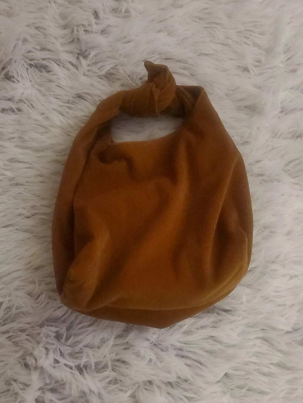 MERIT Beauty Signature Corduroy Makeup Bag Brown Knot Handle Cosmetic Bag